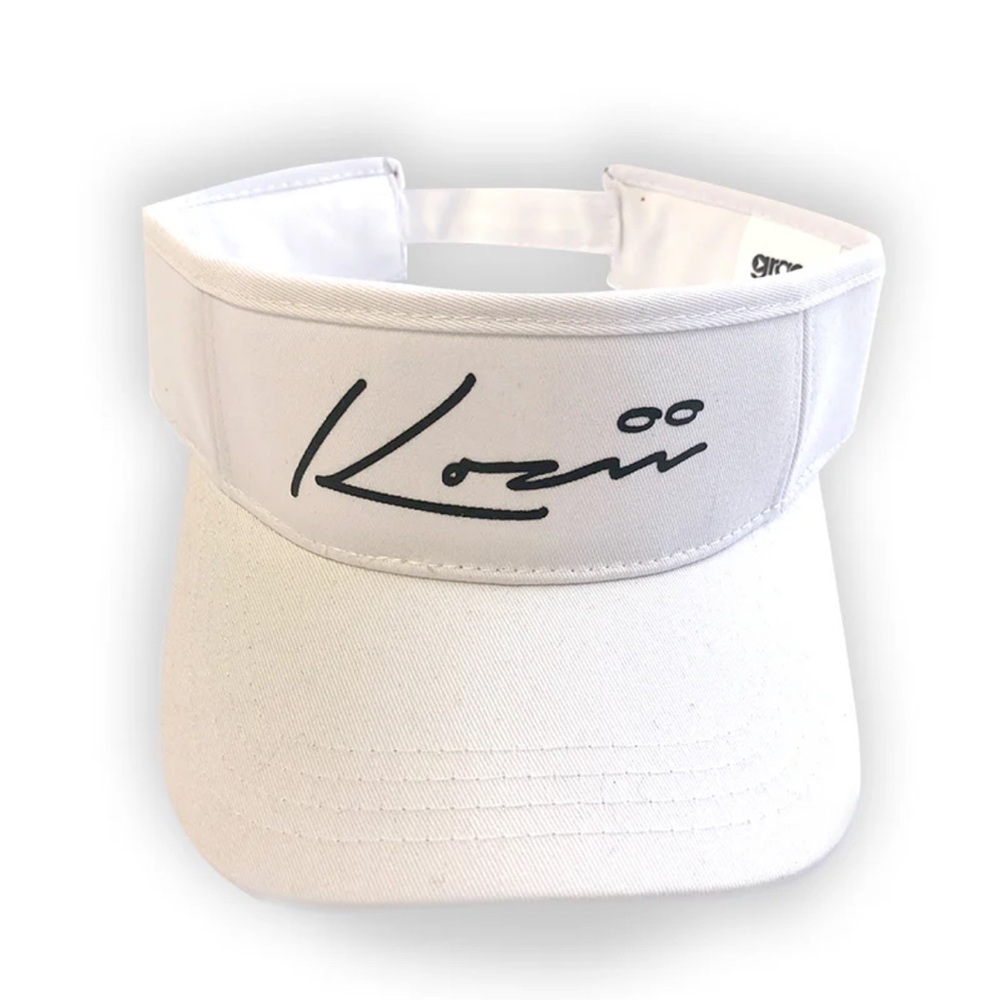 Kozii White Visor Script Australian Made Swimwear Logo Adjustable Visor Hat